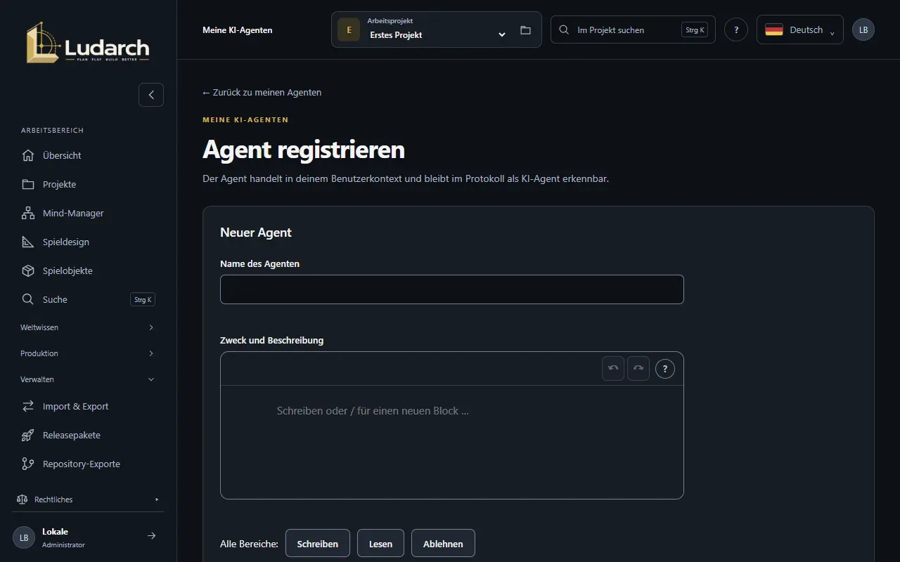 Rechte eines Agenten nach Bereich