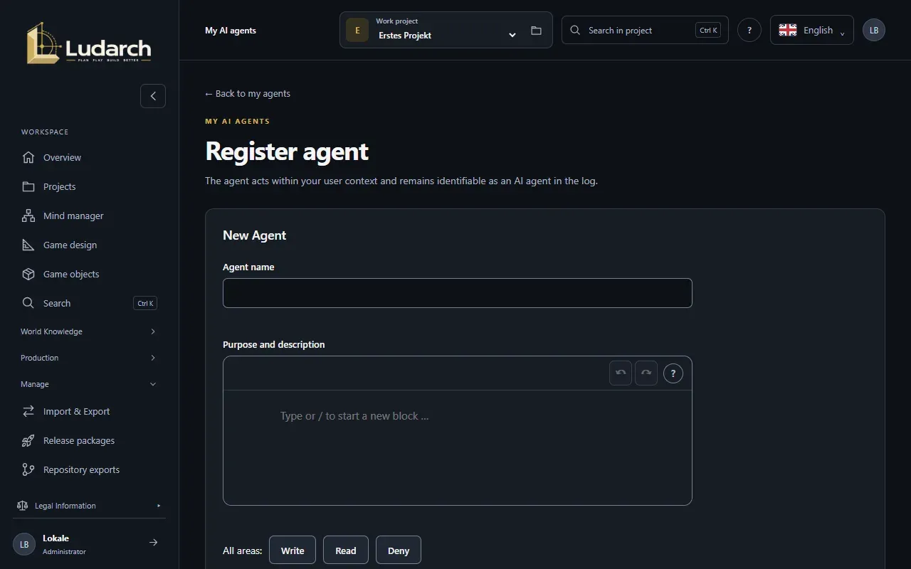 Permissions of an agent per area