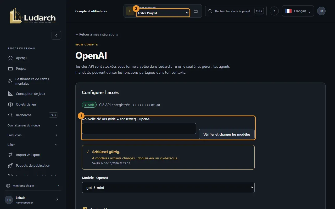 Connecter OpenAI : clé, vérification, modèle
