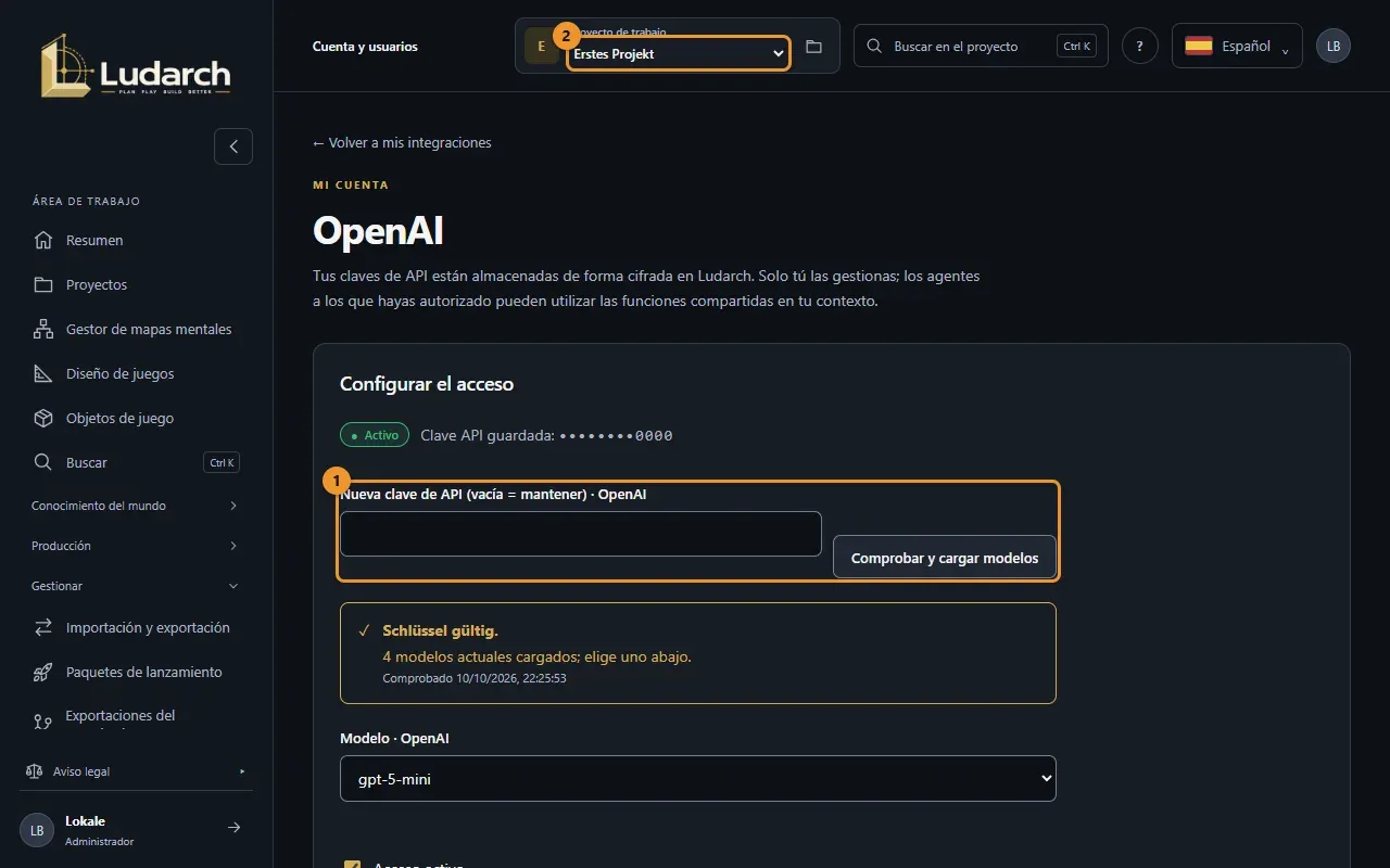 Conectar OpenAI: clave, comprobación, modelo