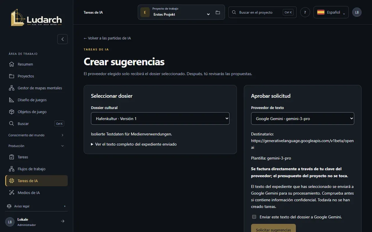Sugerencias de tareas de IA