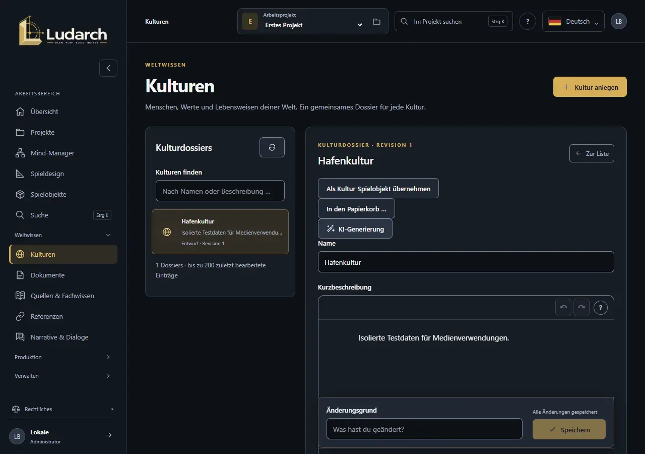 Kulturdossiers mit geöffnetem Dossier