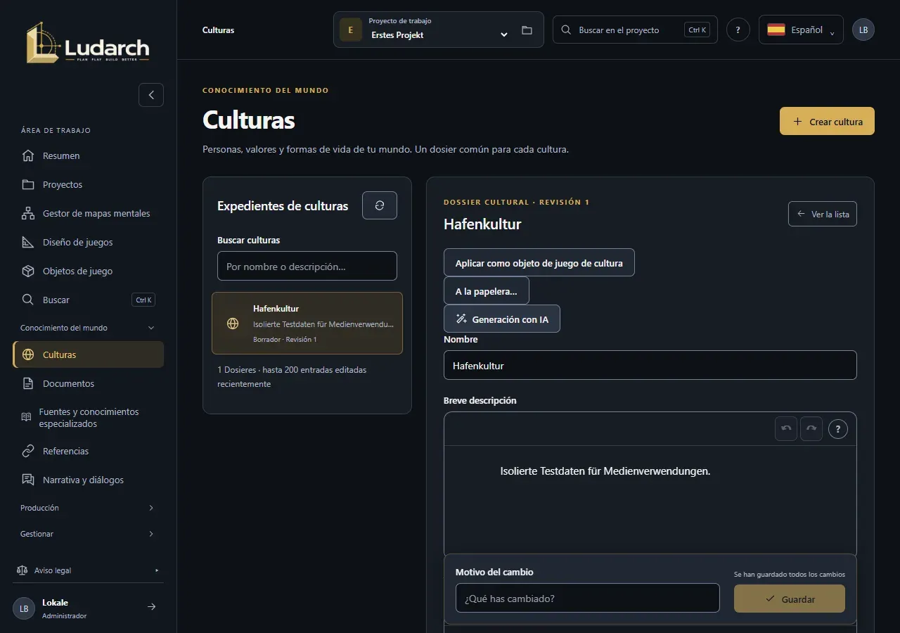 Dosieres de culturas con un dosier abierto