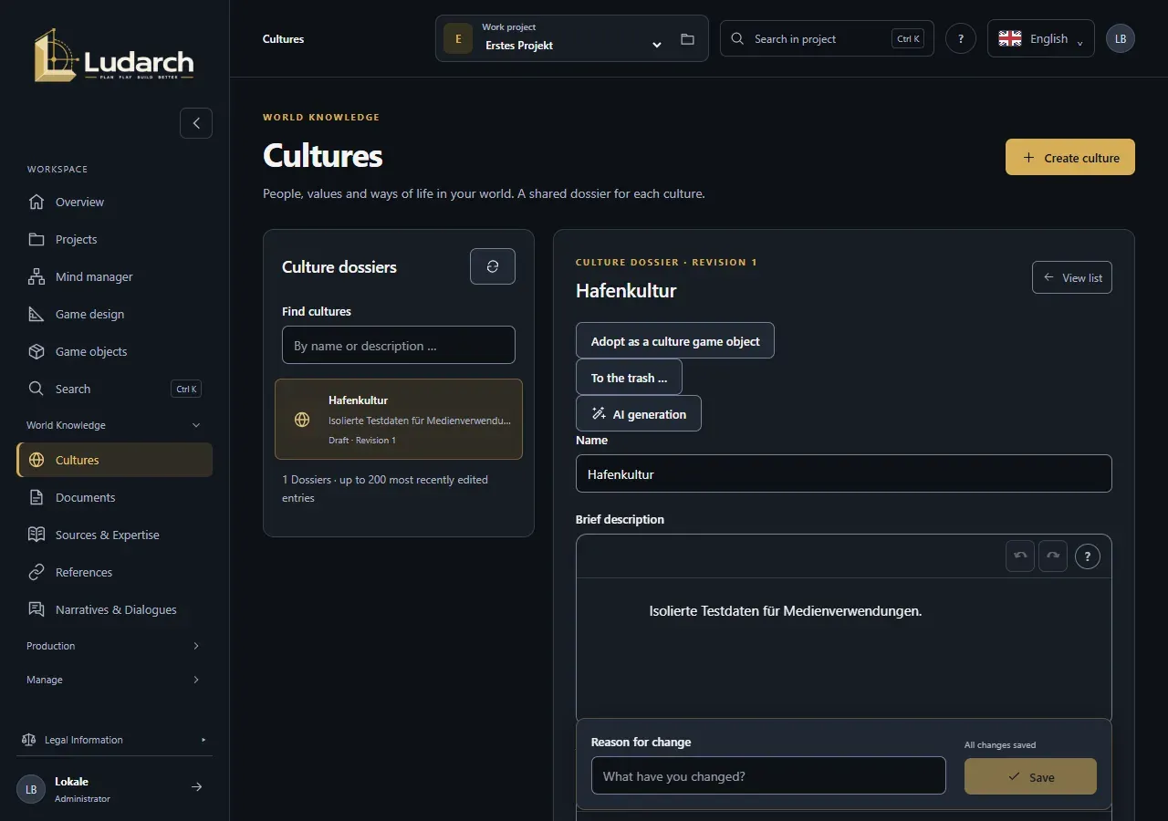 Culture dossiers with an open dossier