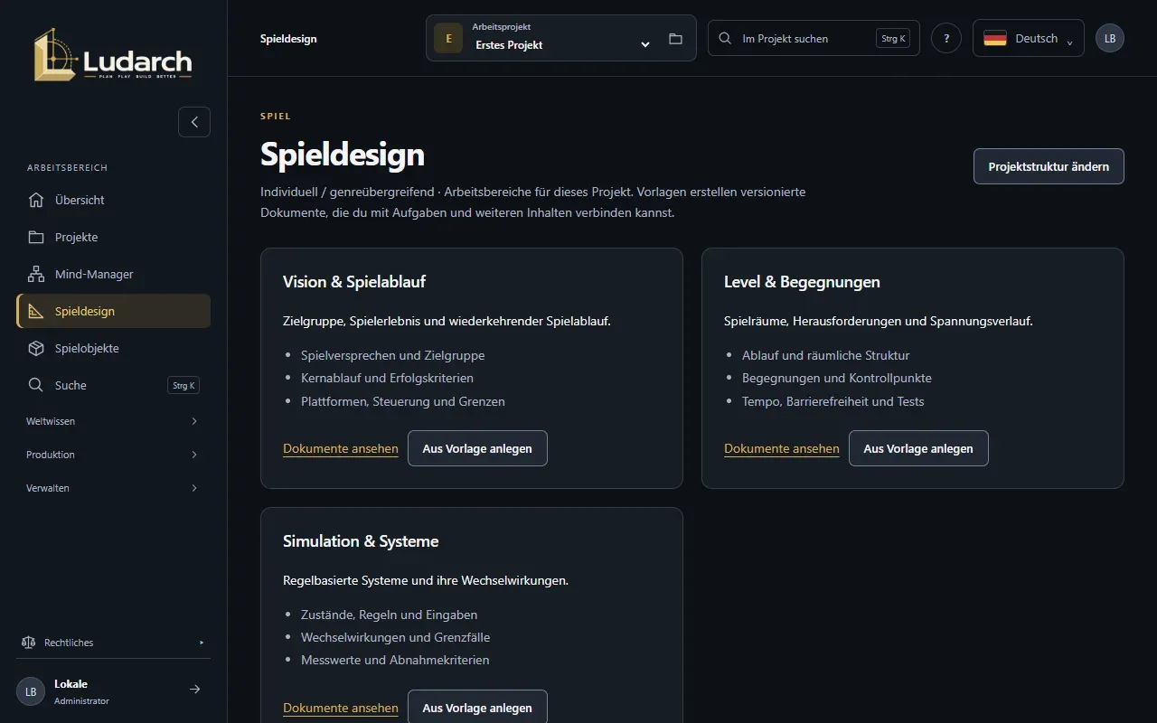 Designbereiche eines Projekts