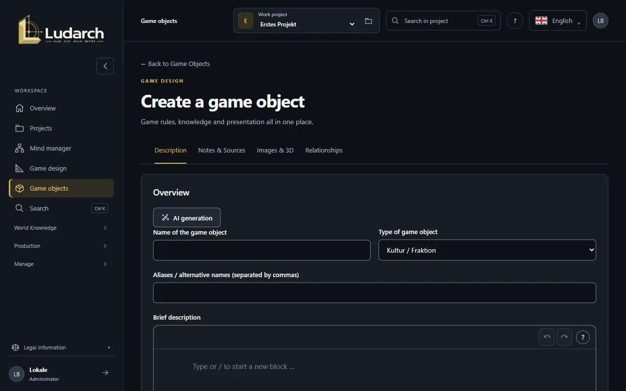 Creating a game object