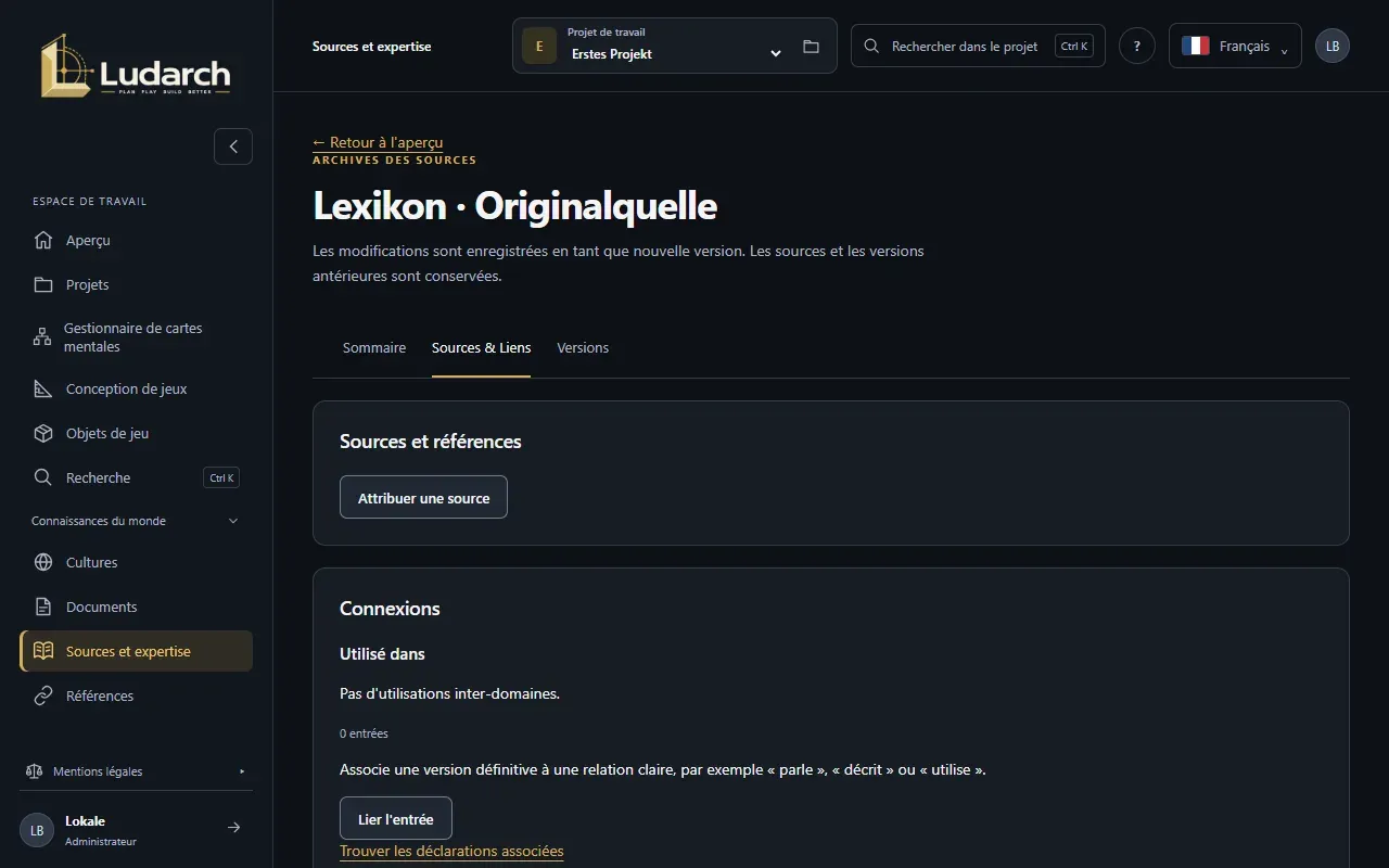 Sources et liens d’une entrée
