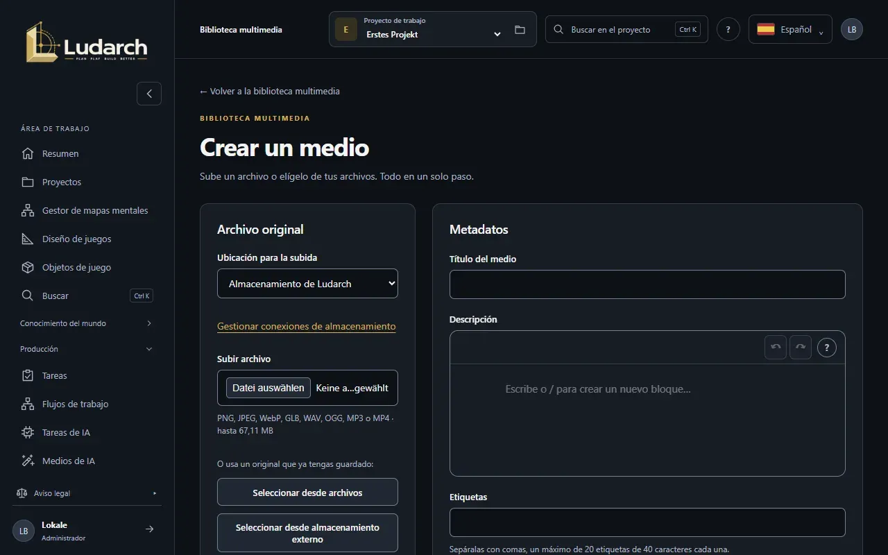 Crear un medio