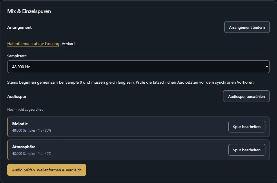 Mix mit Einzelspuren