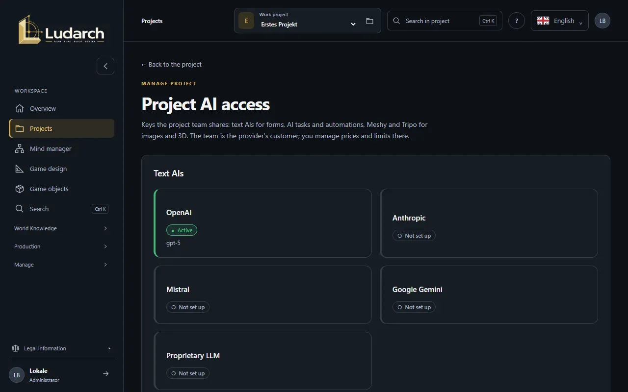 Project AI access with text AIs, images and 3D