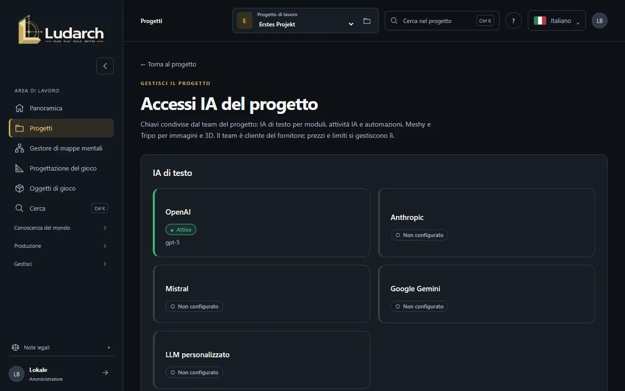 Accessi IA del progetto con IA di testo, immagini e 3D