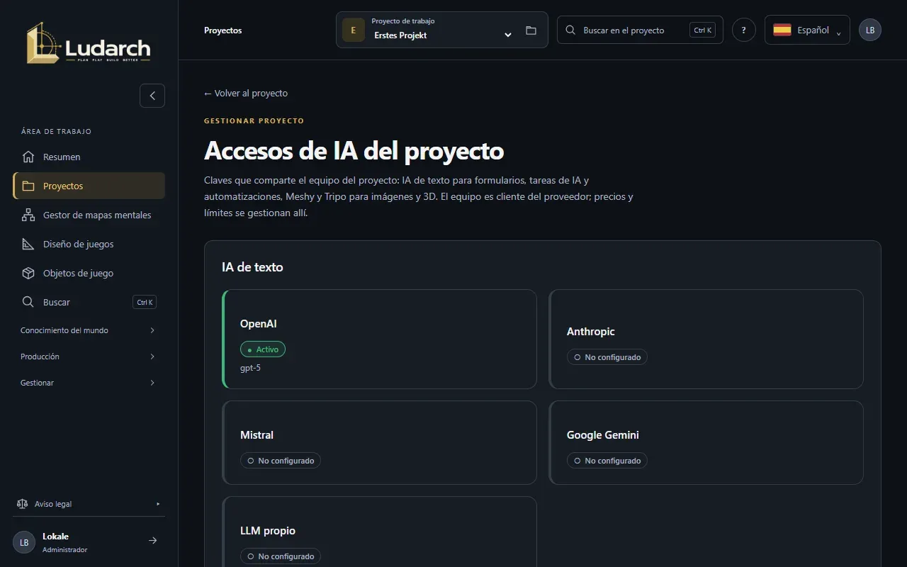 Accesos de IA del proyecto con IA de texto, imágenes y 3D