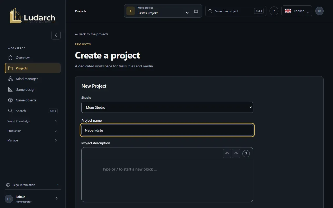 Creating a project