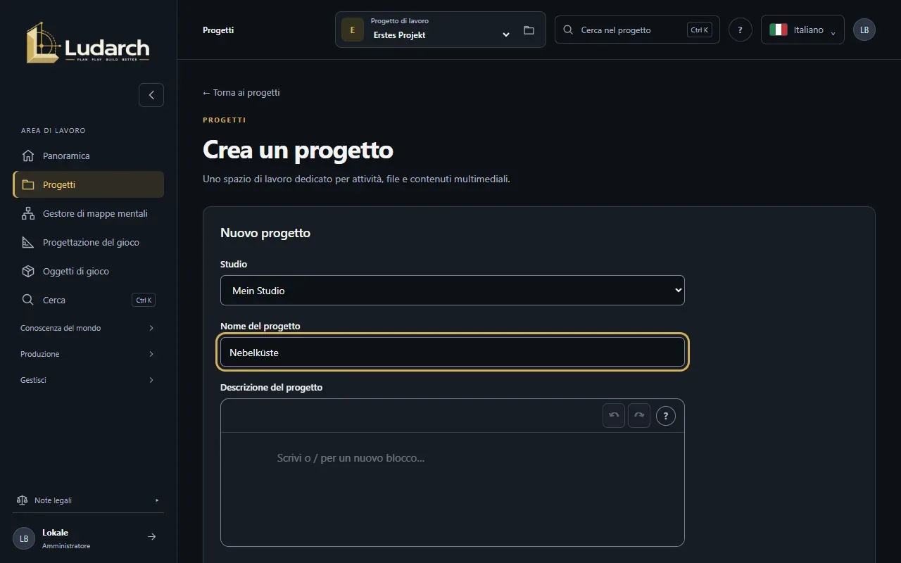Creare un progetto