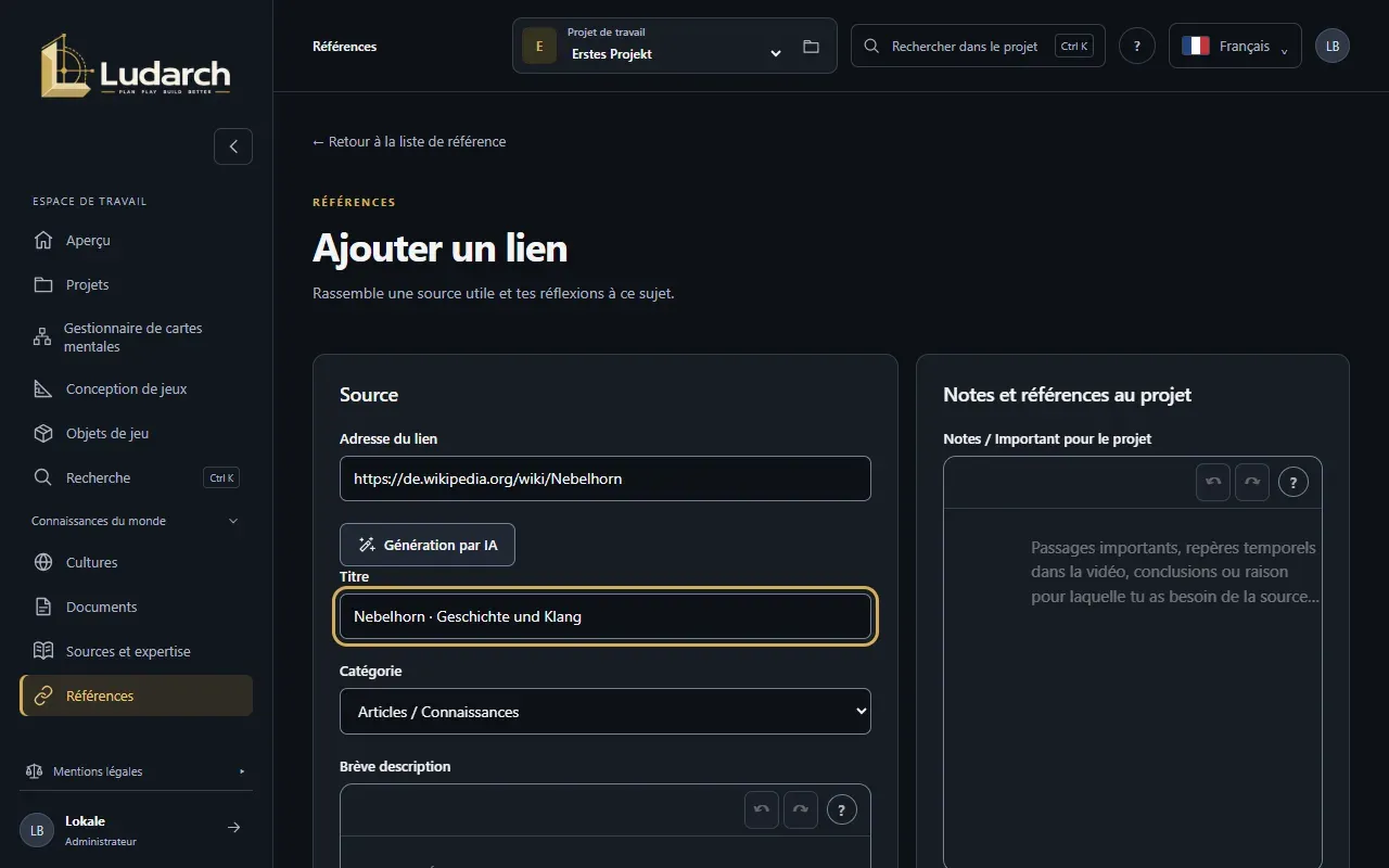 Un lien avec des notes