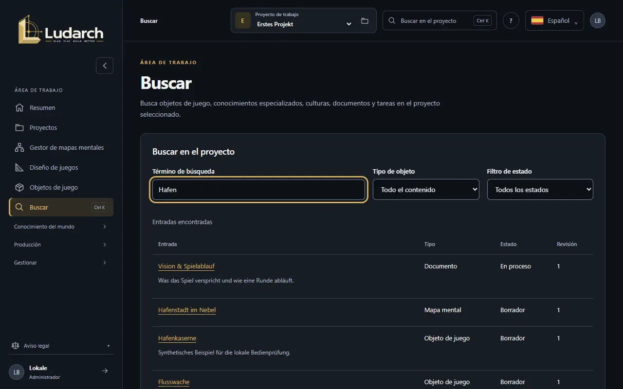 La búsqueda con resultados