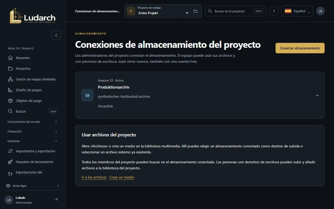 Conexiones de almacenamiento del proyecto