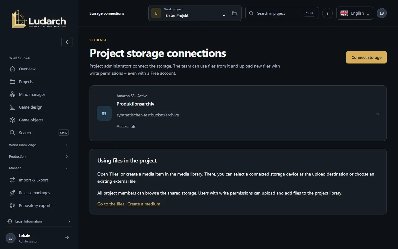 Project storage connections