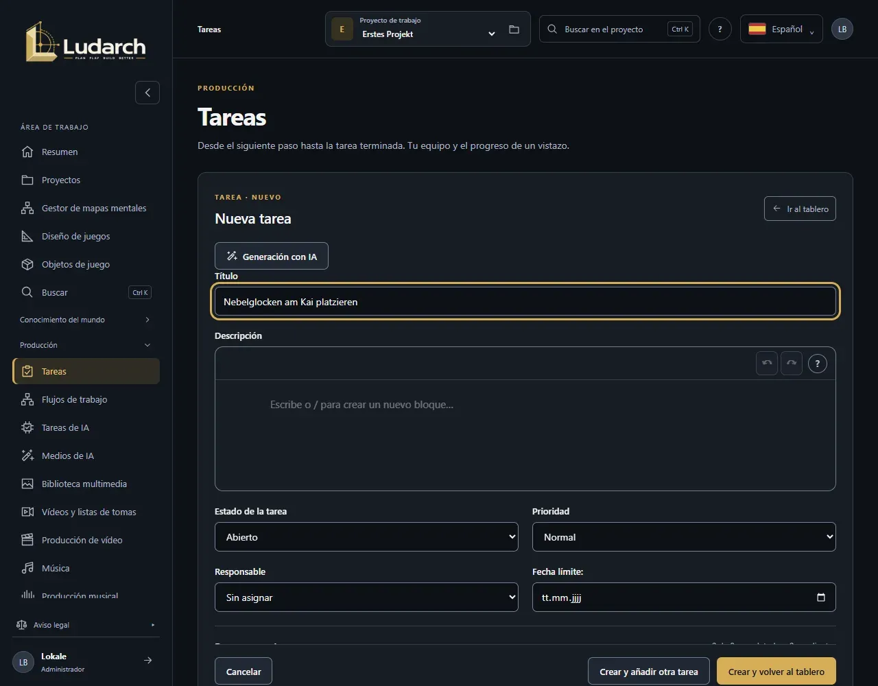 Nueva tarea con pasos