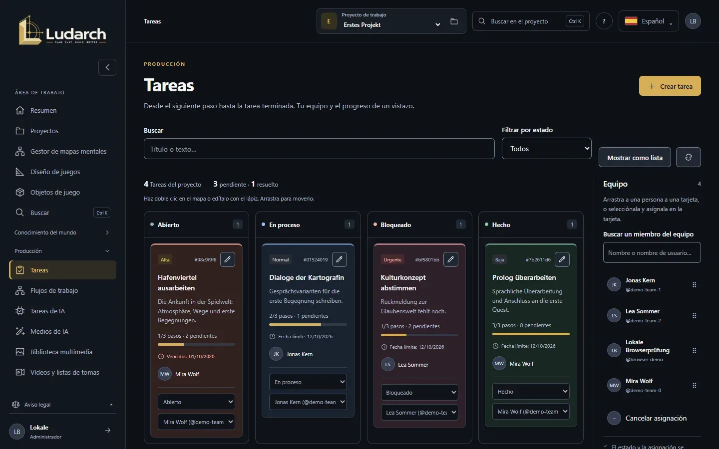 El tablero de tareas
