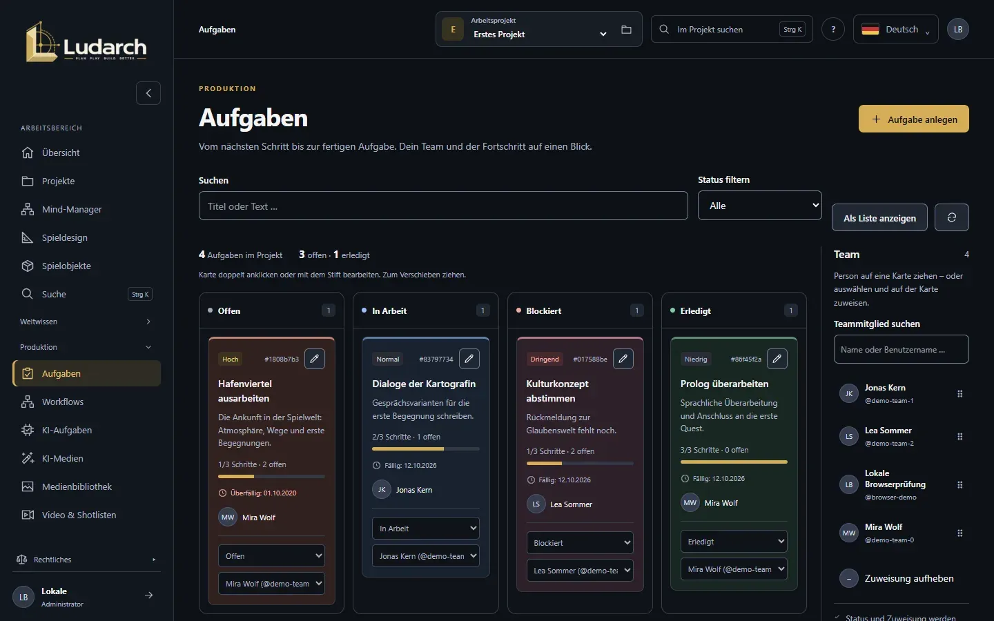 Das Aufgabenboard