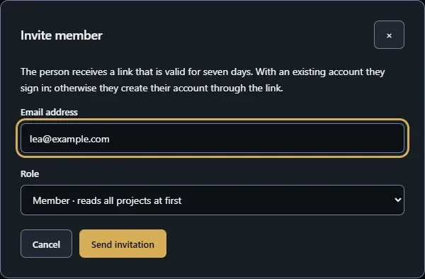 Inviting a member