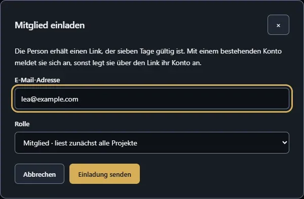 Mitglied einladen