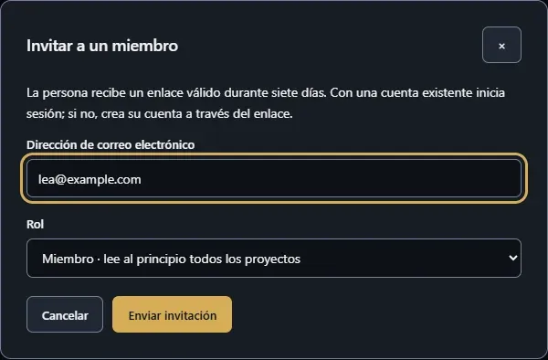 Invitar a un miembro